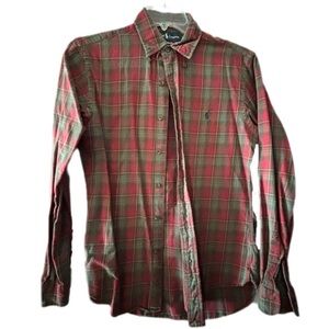 Ralph Lauren Red and Green Casual Button Down Shirt